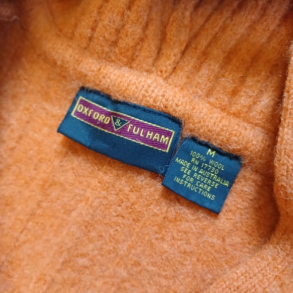 Oxford & Fulham 100% Wool Orange Cardigan Medium - Picture 14 of 15